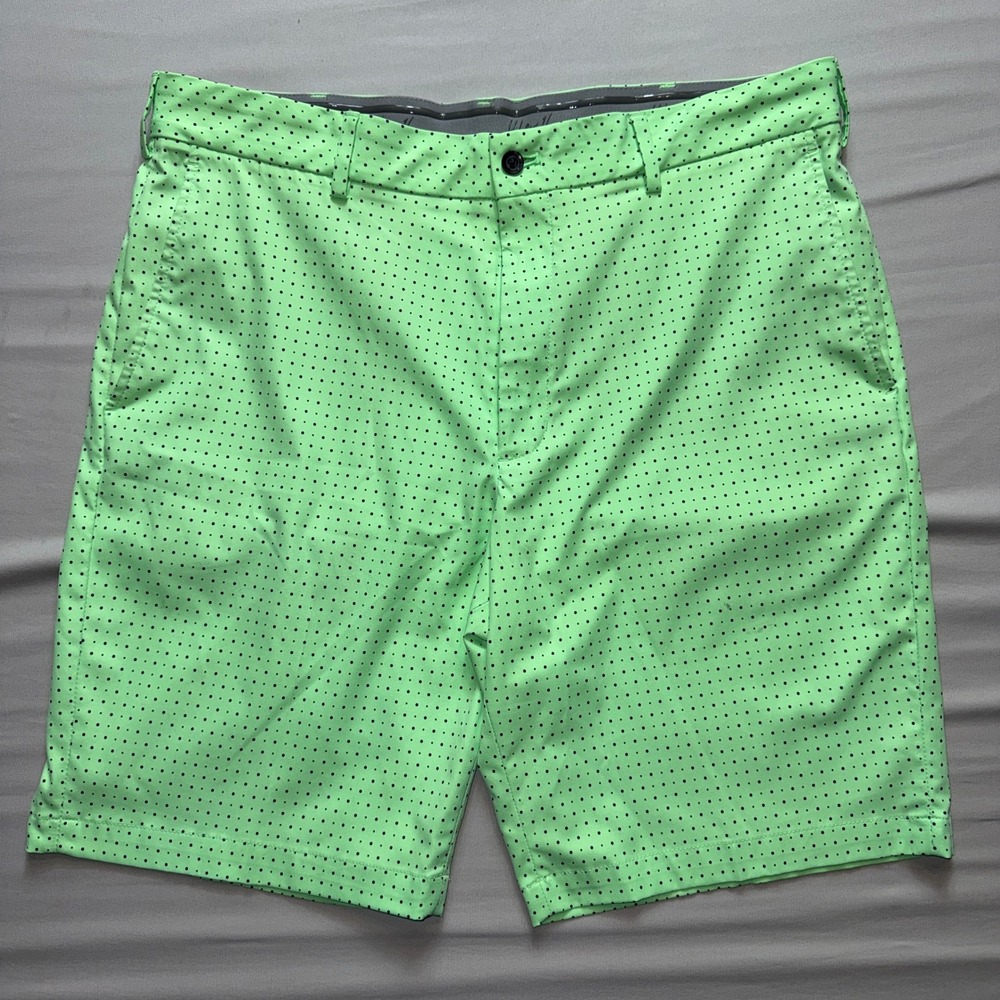 Walter Hagen 11 Majors Mens Golf Shorts Lime Green Polka Dot Size 38 Performance